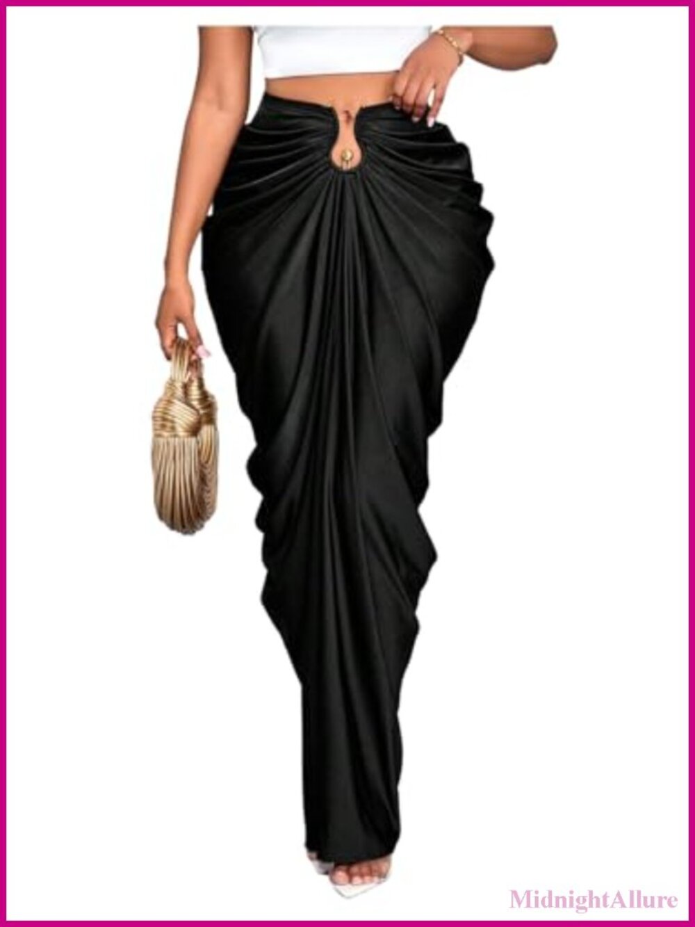 Women's Bodycon Fishtail Maxi Skirt Ruched High Waisted Evening Skirt